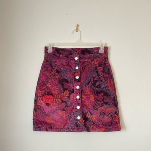 Anthropologie Pilcro Women's Pink and Purple Corduroy Skirt 6